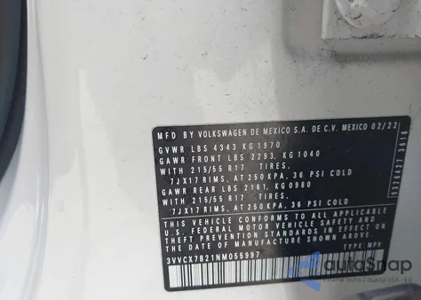 2022 Volkswagen Taos 1.5T S from USA, damaged, VIN 3VVCX7B21NM055997